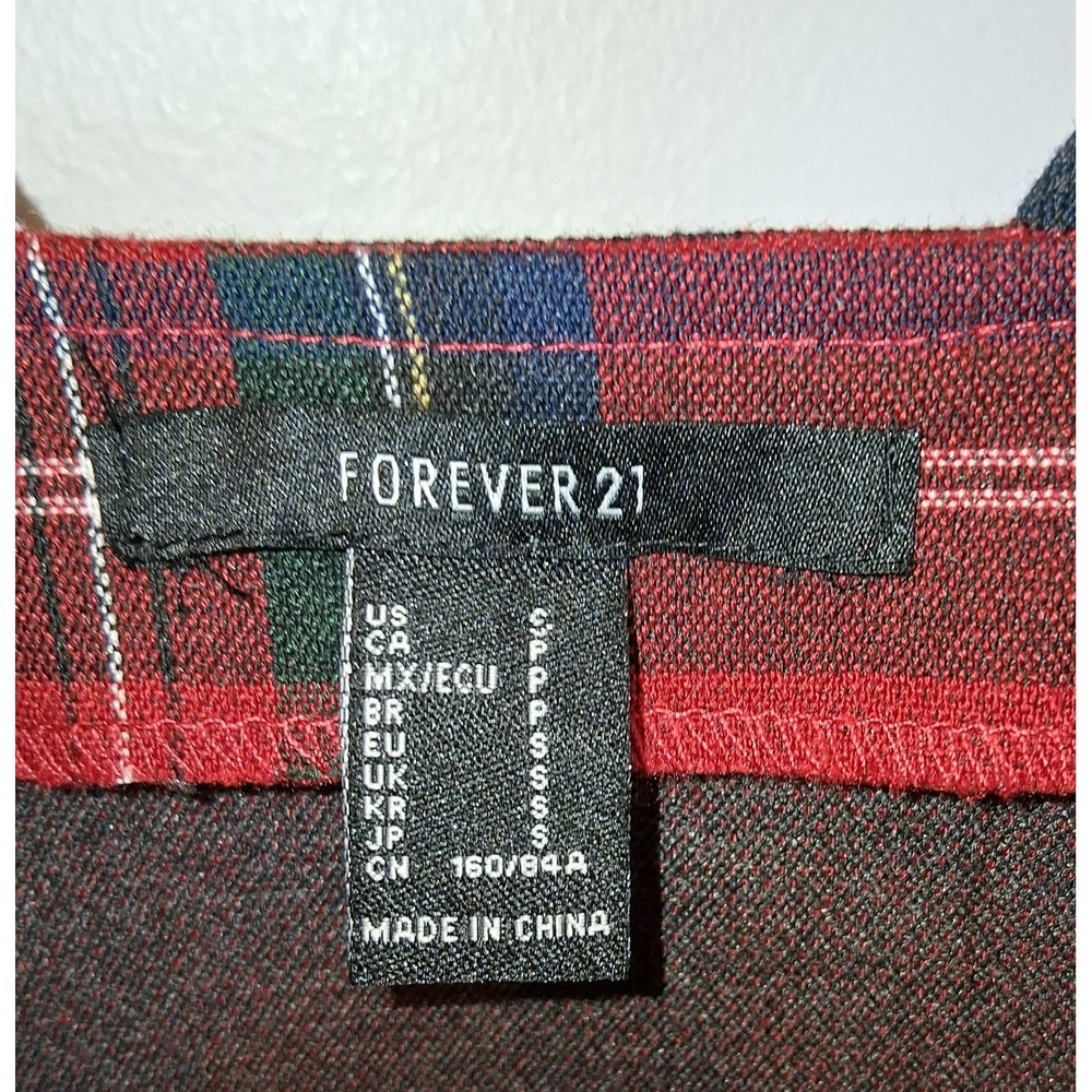 Forever 21 Red Plaid Bib Overall Dress Size S Dark Academia School Girl Preppy - Picture 7 of 14